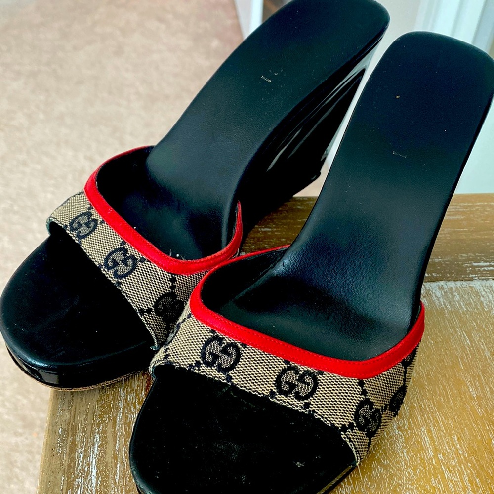 Gucci wedges 7.5 like new with scuffing on bottoms.